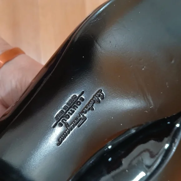 Black SALVATORE FERRAGAMO Labelle Nero Patent calf Leather Crossover 5.5B Shoes - Picture 11 of 12